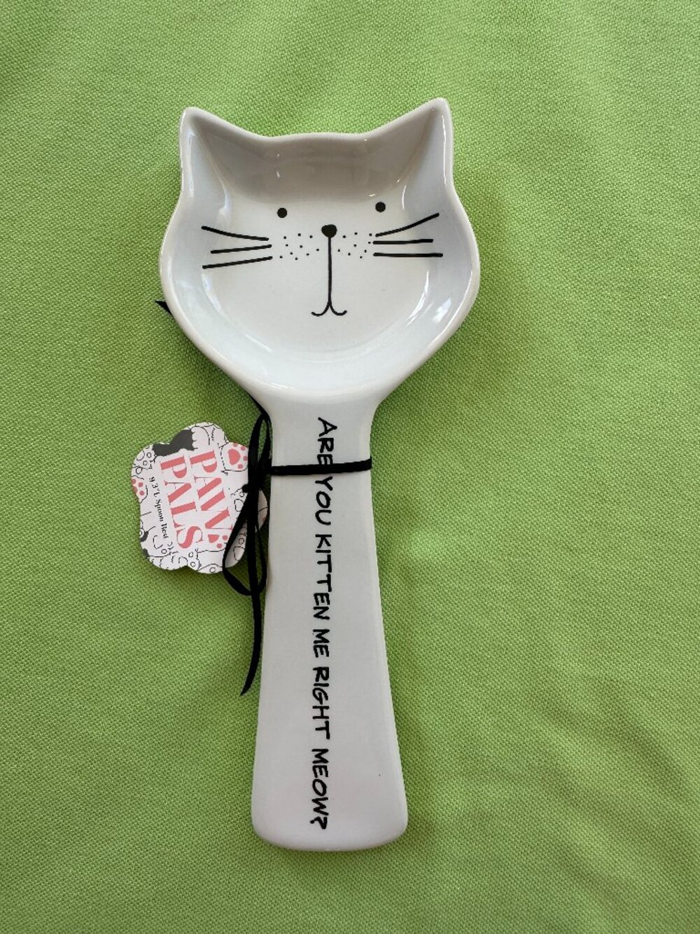 HOME ESSENTIALS CAT KITTEN SPOON REST:NWT "ARE YOU KITTEN ME RIGHT MEOW?"